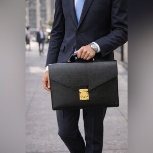 Louis Vuitton Black Leather Briefcase